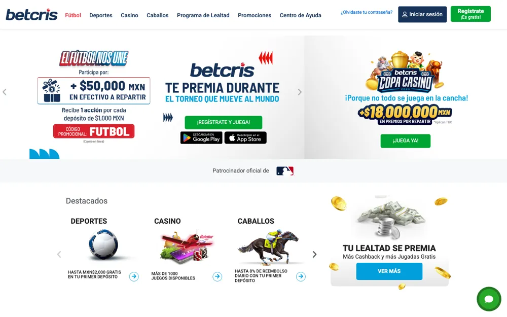 Betcris Ecuador, página de inicio de apuestas deportivas