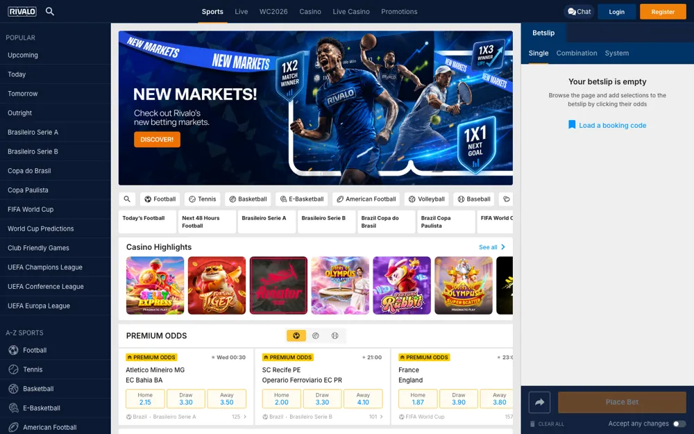 Rivalo Ecuador, página de inicio de apuestas deportivas